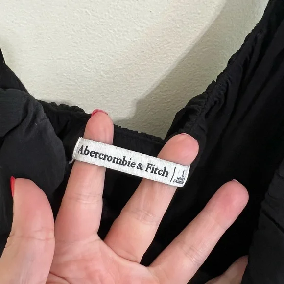 Abercrombie Black One Shoulder Midi Dress Sz L - Picture 8 of 9